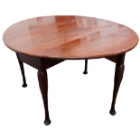 A George II and later red walnut drop leaf table - the oval top above a gateleg action and