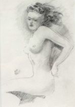 Manner of Edward John POYNTER Nude Study Pencil on paper Signed with initials lower left Framed