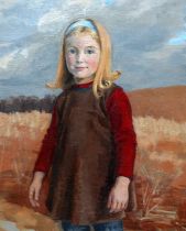 # Philippa Maynard ROMA (British 1929-2010) Young Girl in Wellies - Portrait Oil on canvas Signed