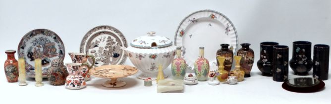 A Spode 'Trapnell Sprays' pattern soup tureen - lidded, of fluted design with a tray base, height