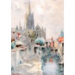 George Frank NICHOLLS (British 1885-1937) Truro Cathedral Watercolour Signed lower left Framed and