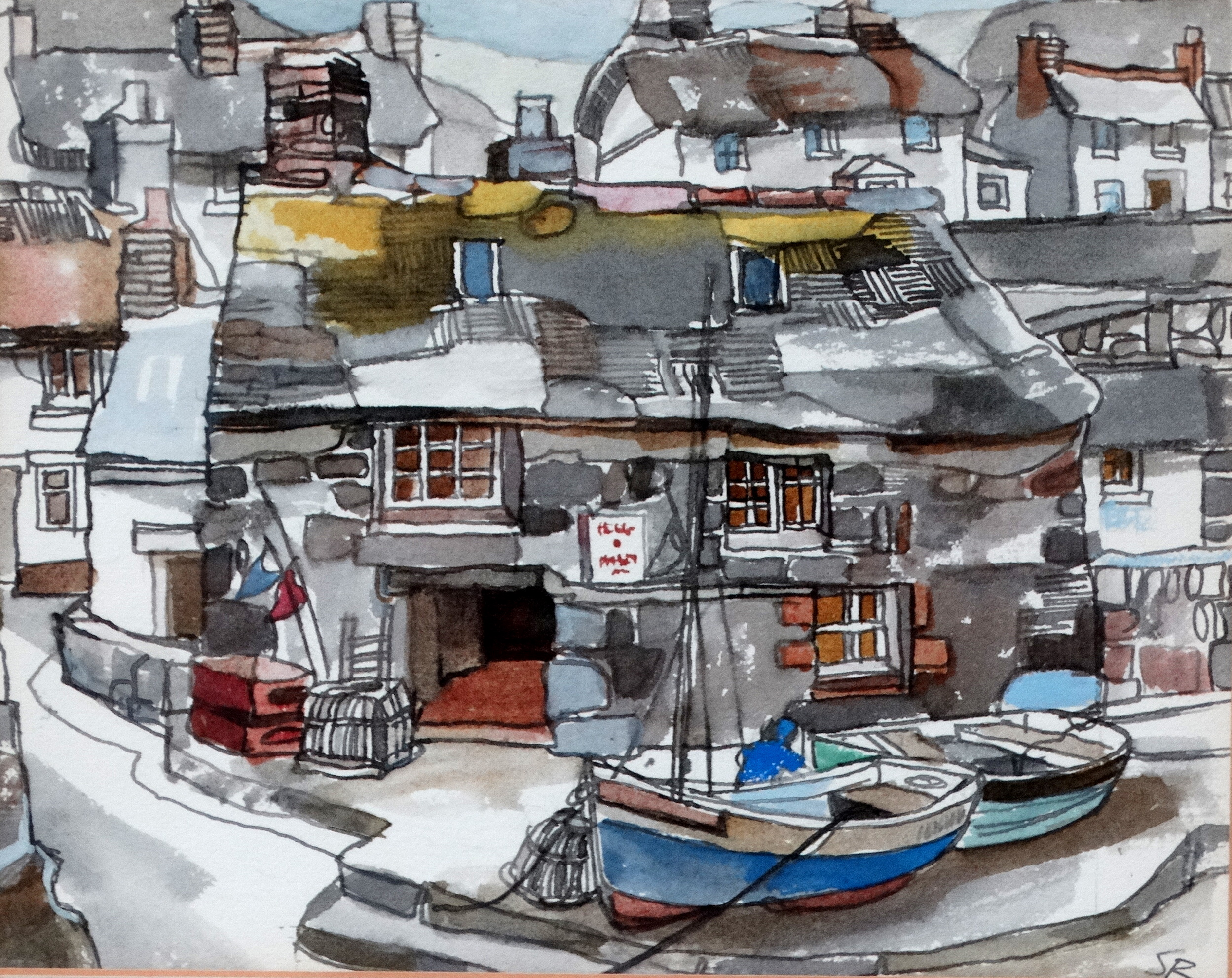 # Sonia ROBINSON (British b.1927) Cadgwith, Cornwall Watercolour Signed with initials lower right,