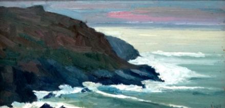 Bob VIGG (British 1932-2001) Penwith Coast Oil on board Signed lower right Framed Picture size 14