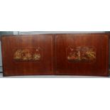 A pair of 20th century chinoiserie panels - the fielded mahogany panels decorated with figures 59