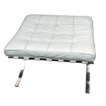 Manner of Mies van der Rohe style 'Barcelona' footstool - finished in white leather, 61 x 57cm.