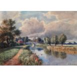 Enoch CROSSLAND (British 1860-1938) Merry Bridge Nr. Derby Watercolour Signed lower right, titled to