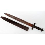 An 1831 pattern French artillery short gladius sword and scabbard - indistinctly stamped maker's