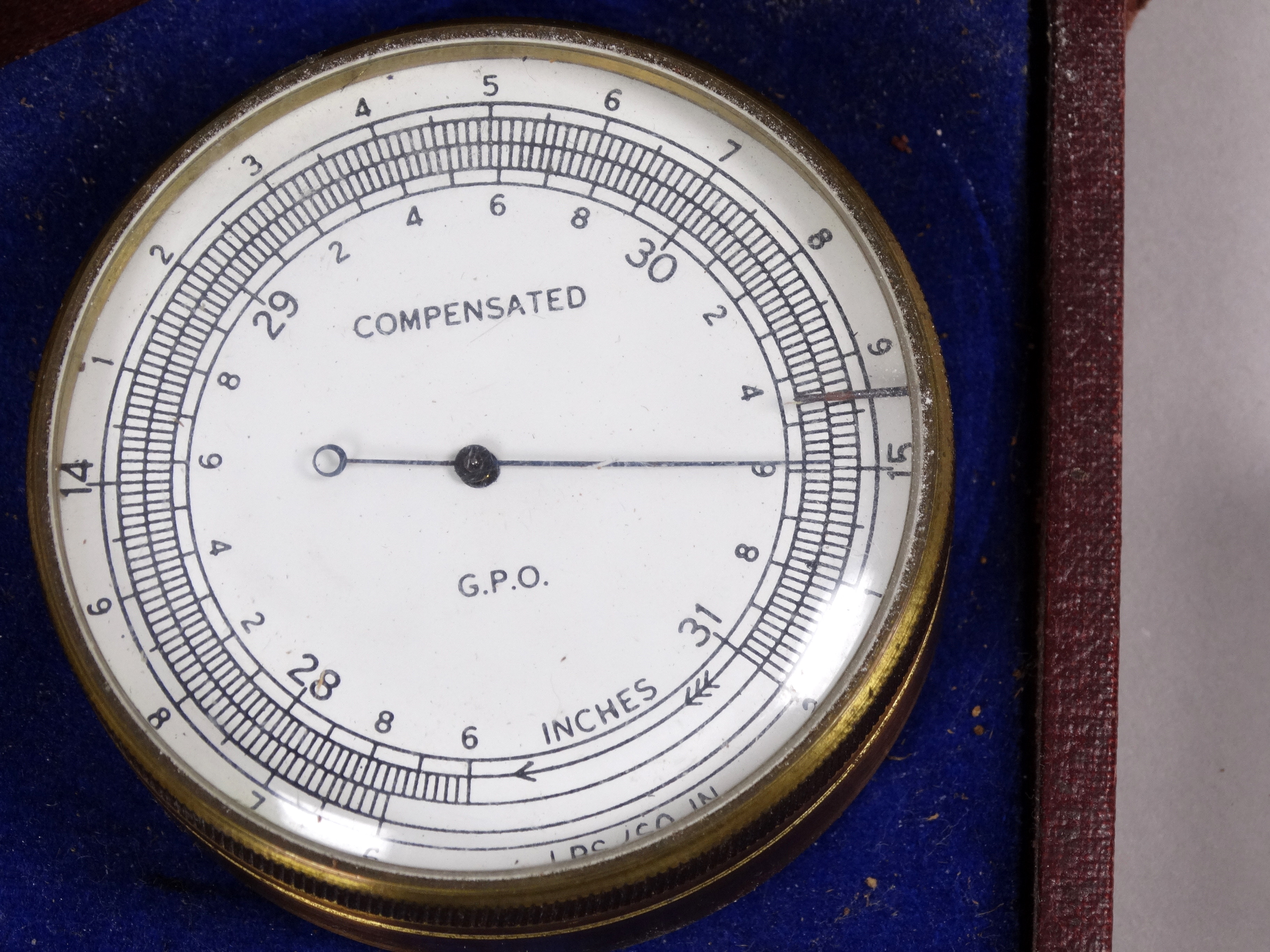 A 20th century GPO pocket barometer - the silvered dial set out in inches and lbs per square inch, - Image 2 of 5