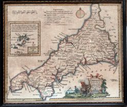 Thomas KITCHIN (1713-84) Cornwall Drawn from an Actual Survey Engraved with later colour Framed