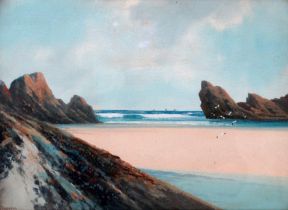 # Reginald Daniel SHERRIN (British 1891-1971) West Country Beach Scene Gouache Signed lower left