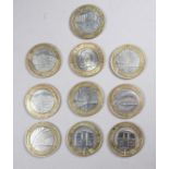 Ten collectable £2 coins - to include William Shakespeare, Brunel, Charles Dickens, The London