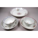 A late 18th century New Hall tea bowl and saucer - together with a larger dish and another tea