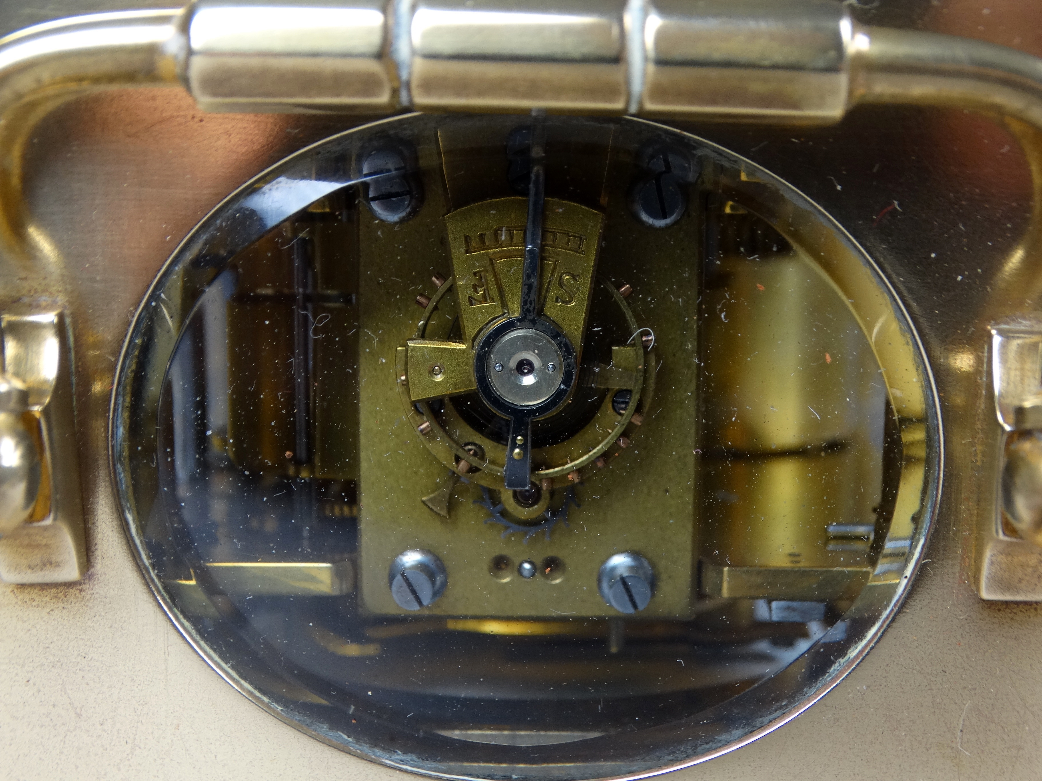 A 20th century carriage clock - the corniche case bearing presentation name and with a white - Image 8 of 9