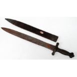 An 1831 pattern French artillery short gladius sword and scabbard - blade indistinctly stamped