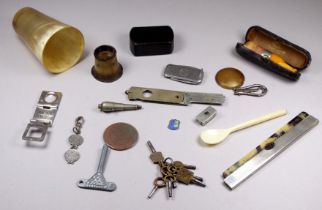 A silver mounted amber cheroot holder - together with a small quantity of sundry items including a