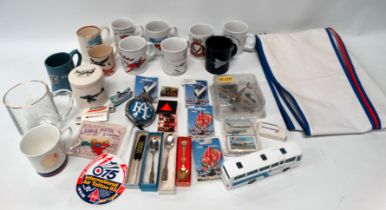 A BOAC mug - together with a quantity of other aviation related china and merchandising.