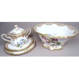 A Spode 'Stafford Flowers' pattern chocolate cup and cover - with twin handles, together with a side