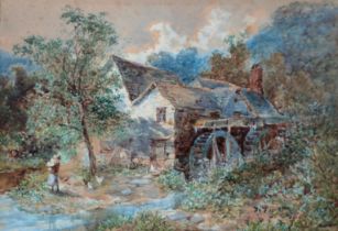 William Henry PIKE (1846-1908) Figures Before A Watermill Watercolour Signed and dated 1881 lower