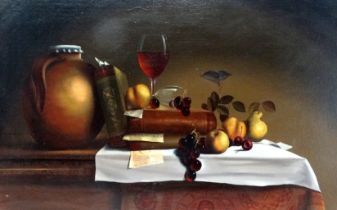 Mike WOODS (British b.1967) The Artist's Studio - Still Life Oil on canvas laid down Signed lower
