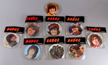 A quantity of early 1970 pop fan badges - individuals to include Donny Osmond, Marc Bolan, Jimmy