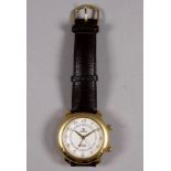 A Poljot gentleman's alarm wristwatch - the silvered dial set out with Arabic numerals within a gilt