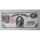An American large size 'red seal' $1 banknote, 1917.