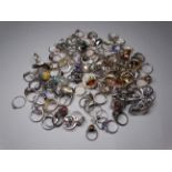 A quantity of silver rings - total weight 486g.