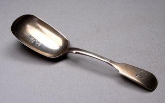 A Georgian silver caddy spoon - possibly James Jones, length 11.2cm, weight 15.8g.