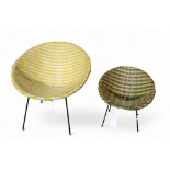 A vintage 20th century satellite chair in the manner of Franco Albini - woven yellow and white PVC