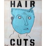 # Steve CAMPS (b. 1957 Cornish Naive School) Hair Cuts Acrylic on board Signed lower left Framed