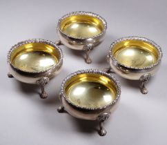 Four silver cauldron type salts - Sheffield 1911, Martin, Hall & Co (Richard Martin & Ebenezer