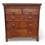 A George III oak and mahogany chest of drawers - formerly part of a chest on chest, with an