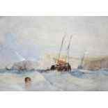 Manner of Charles BENTLEY Shipping off the South East Coast Watercolour Framed and glazed Picture