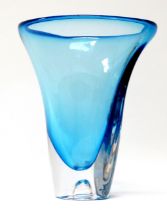 Gran WARFF (Swedish 1933-2022) for Kosta Boda - a pale blue vase, etched signature and numbered