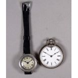 An early 20th century silver cased ladies wristwatch - circa 1926, the silvered dial set out with