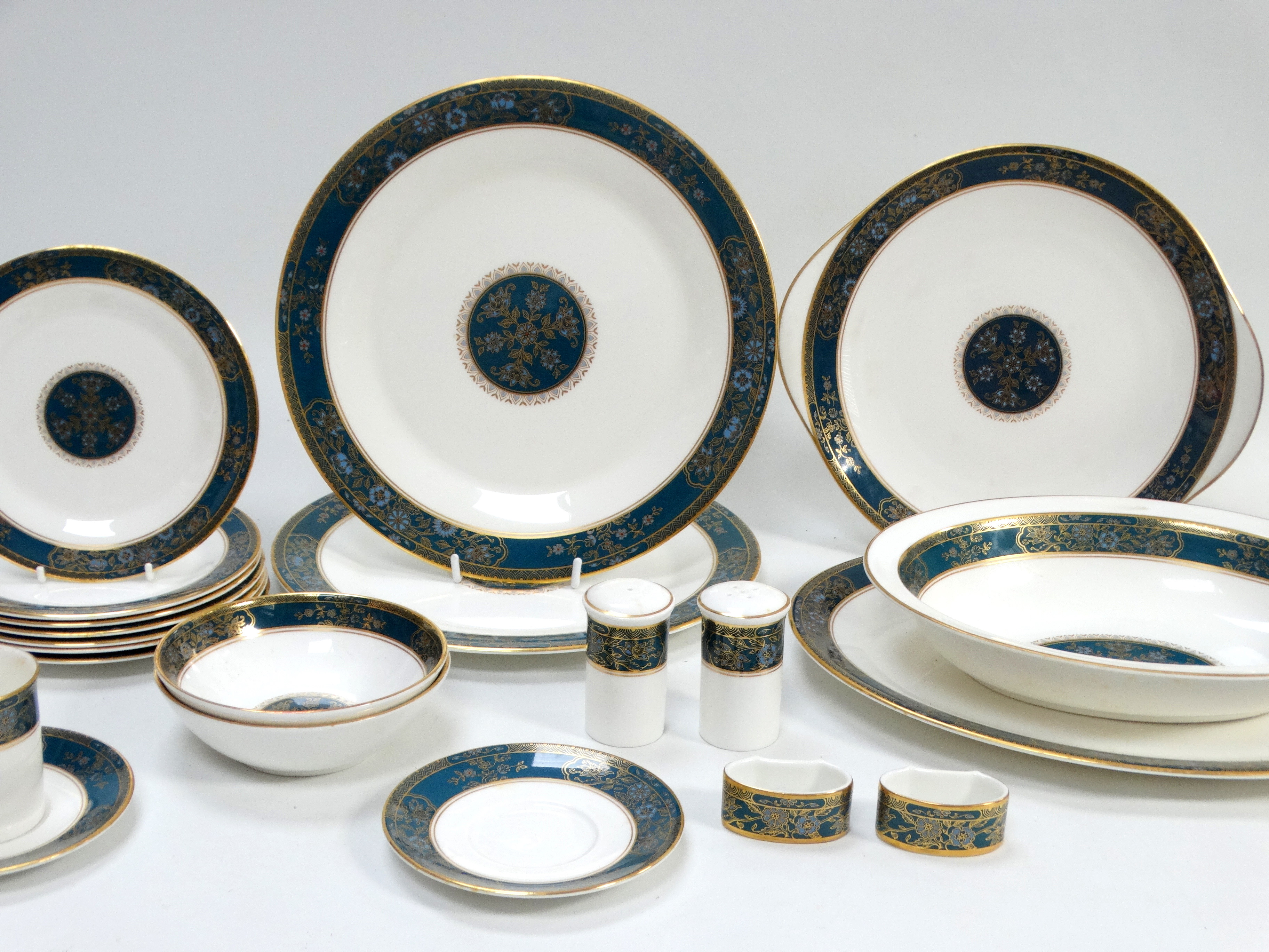 A Royal Doulton 'Carlyle' pattern part dinner service - comprising a coffee pot, two napkin rings, - Image 3 of 5