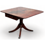 A late George III mahogany pedestal Pembrook table - the rectangular top above a peripheral drawer