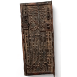 Probably Senufo, Ivory Coast wooden door - extensively carved with figures and animals, width