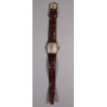 A Bulova gentleman's Art Deco style wristwatch - circa 1955, the silver dial set out with Arabic