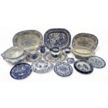 A small quantity of late 19th and early 20th century blue and white ceramics - to include an 'Onion'