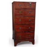 A 19th century mahogany narrow chest of drawers - possibly reconstructed, with a crossbanded top and