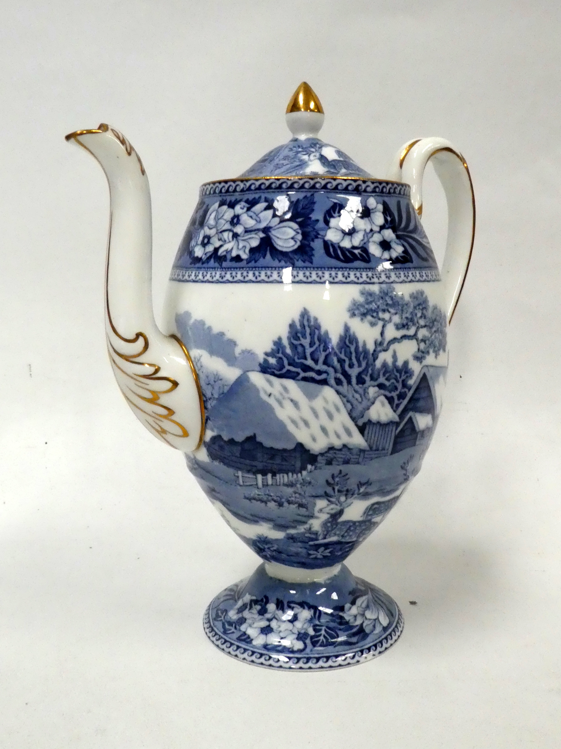 A Wedgwood coffee service for six - blue and white decorated with bucolic scenes, comprising six - Image 3 of 6