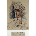 Adam E. HORNE (1883-1955) Portrait of WWI senior British Army Officer Pencil and watercolour on