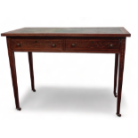 An Edwardian rosewood and inlaid writing table - the rectangular top with a green leather inset