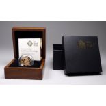 The Royal Mint 2008 gold proof sovereign - cased in wooden box and outer protective box and with