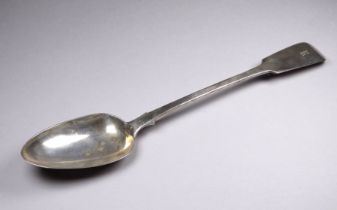 A William IV silver serving spoon - London 1834, Charles Shipway, fiddle pattern and engraved with