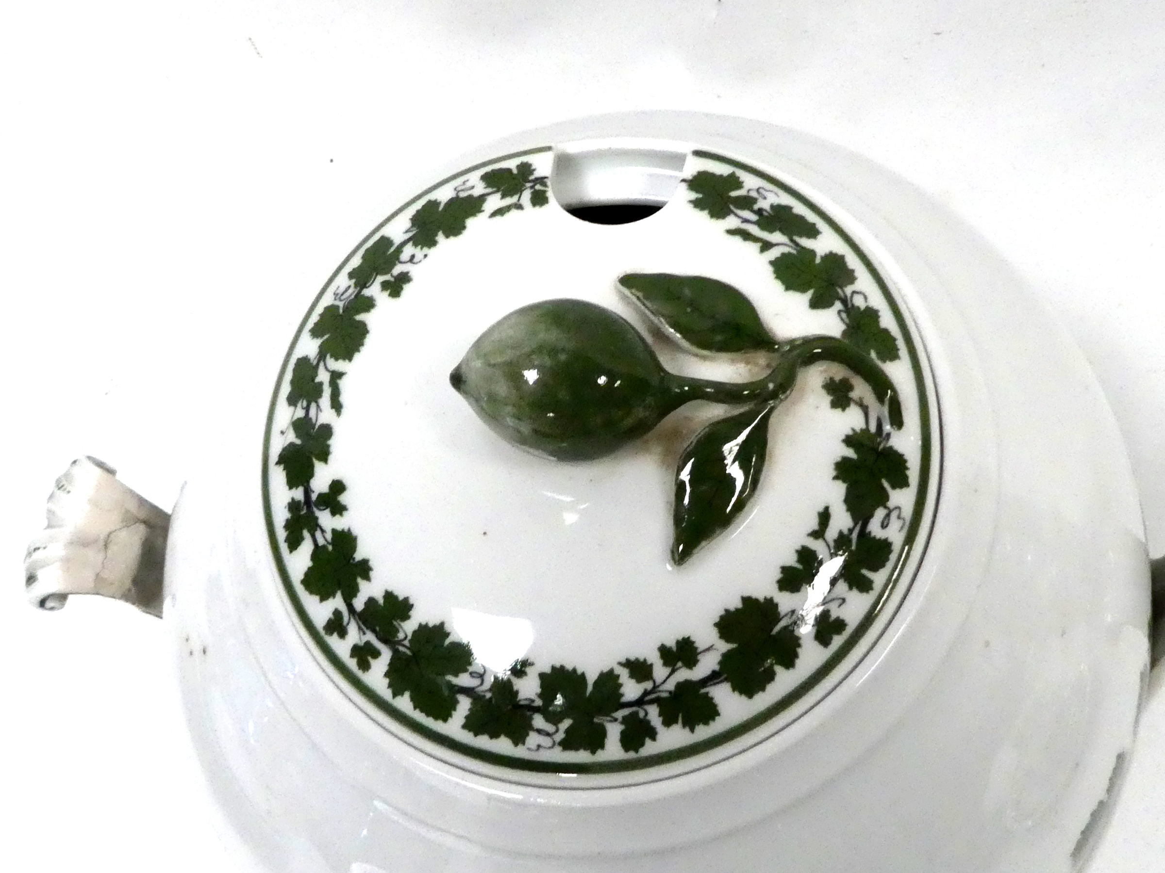 A Meissen part dinner service - decorated with vine leaves, including a globe shaped tureen, - Image 5 of 9