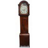 A mahogany longcase clock by Jas Black, Berwick - the painted dial with foliate spandrels and