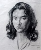 # Leonard John FULLER (1891-1973) Portrait Of A Woman Charcoal on paper Signed and dated 1968