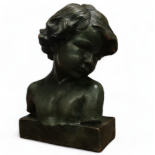 Jean-Marie CAMUS (1877-1955) - bust of a young child, terracotta with a bronze finish, signed and